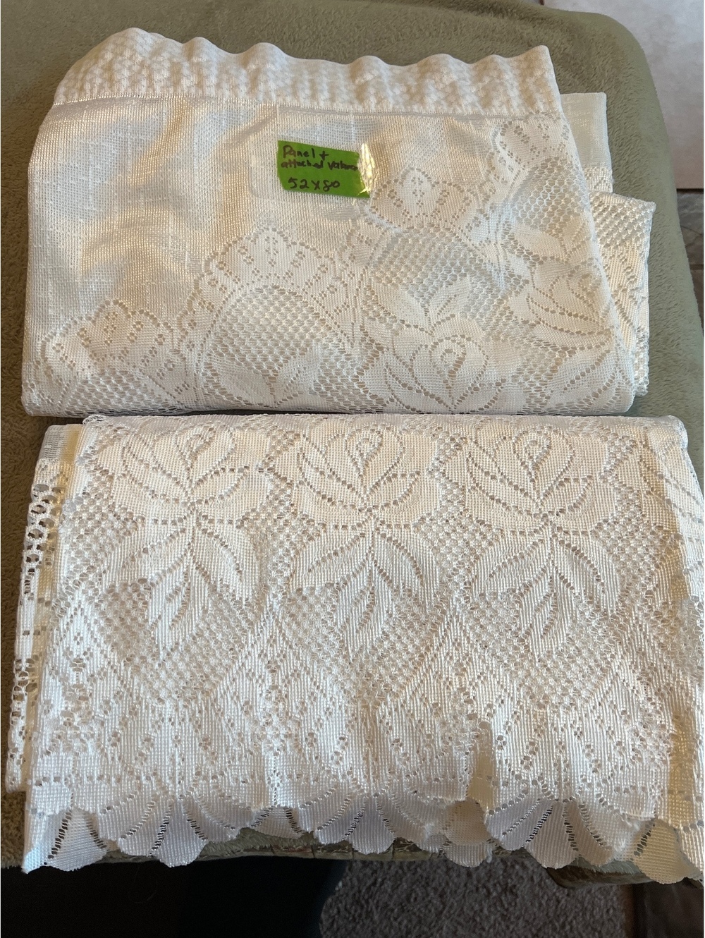 Lot of 2 Panel Curtain with Attached Valance 52x80 White Lace Floral